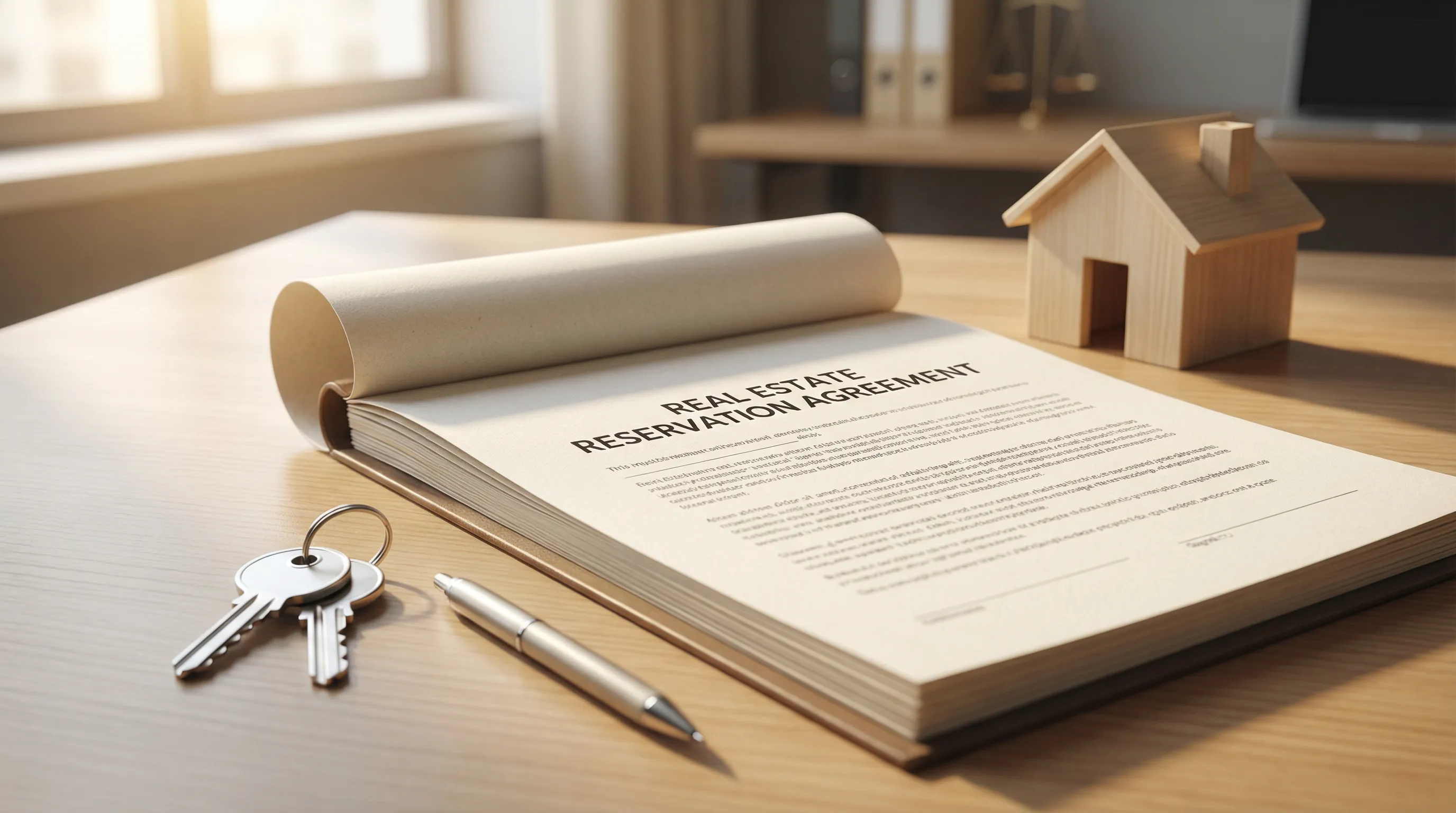 Symbolbild: Reservierungsvereinbarung für Immobilienkauf mit Vertragsunterlagen